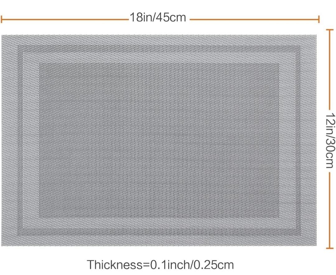 Set of 2/4/6/8pcs Boder Grey Pvc Placemats, HZ BEDDING