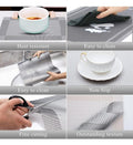 Set of 2/4/6/8pcs Boder Grey Pvc Placemats, HZ BEDDING