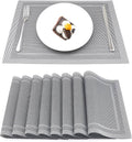 Set of 2/4/6/8pcs Boder Grey Pvc Placemats, HZ BEDDING