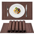 Set of 2/4/6/8pcs Border Brown Pvc Placemats, HZ BEDDING