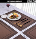 Set of 2/4/6/8pcs Border Brown Pvc Placemats, HZ BEDDING