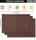 Set of 2/4/6/8pcs Border Brown Pvc Placemats, HZ BEDDING