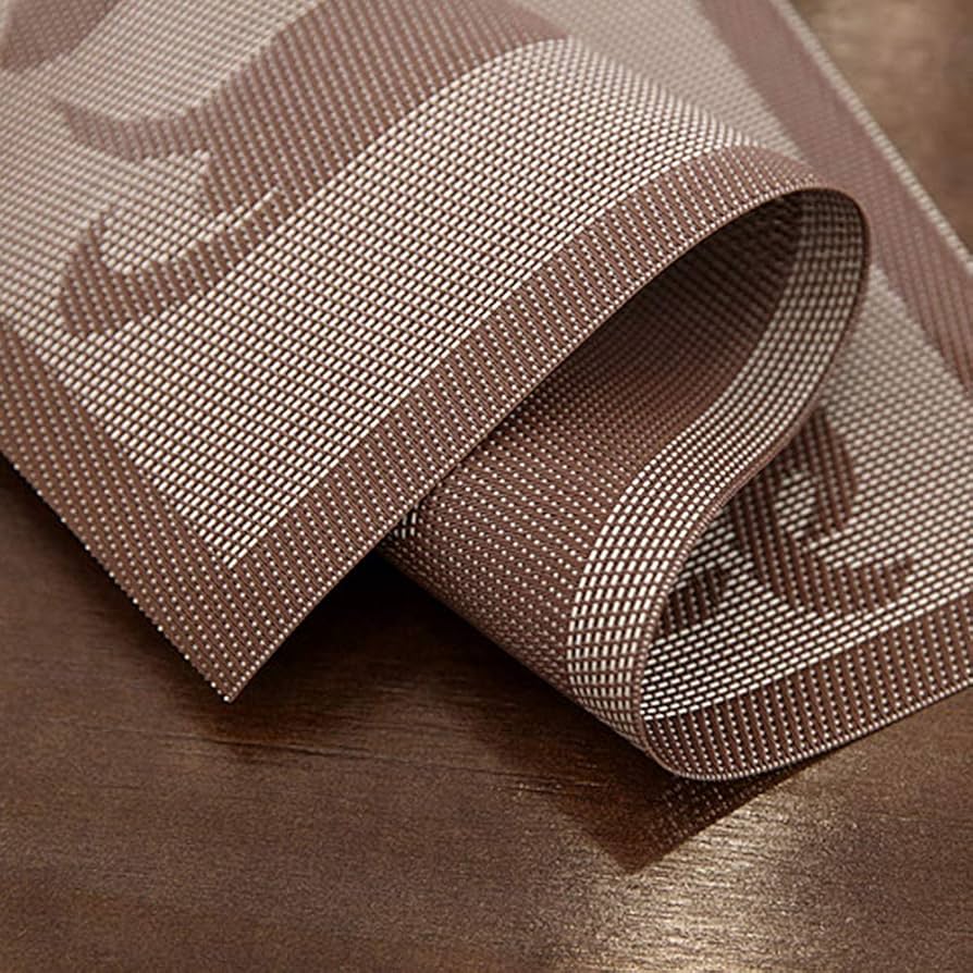 Set of 2/4/6/8pcs Brown New Pvc Placemats, HZ BEDDING