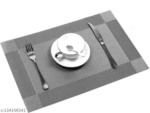 Set of 2/4/6/8pcs Dark Grey Pvc Placemats, HZ BEDDING