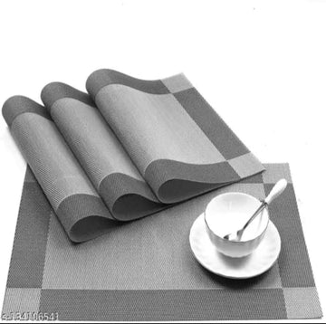 Set of 2/4/6/8pcs Dark Grey Pvc Placemats, HZ BEDDING