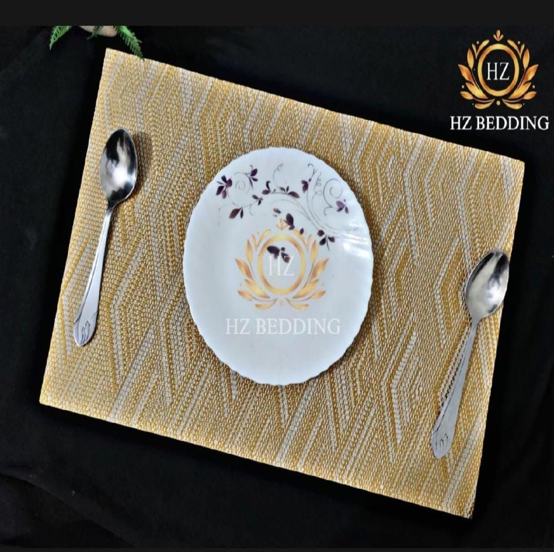 Set of 2/4/6/8pcs Golden Design Pvc Placemats, HZ BEDDING
