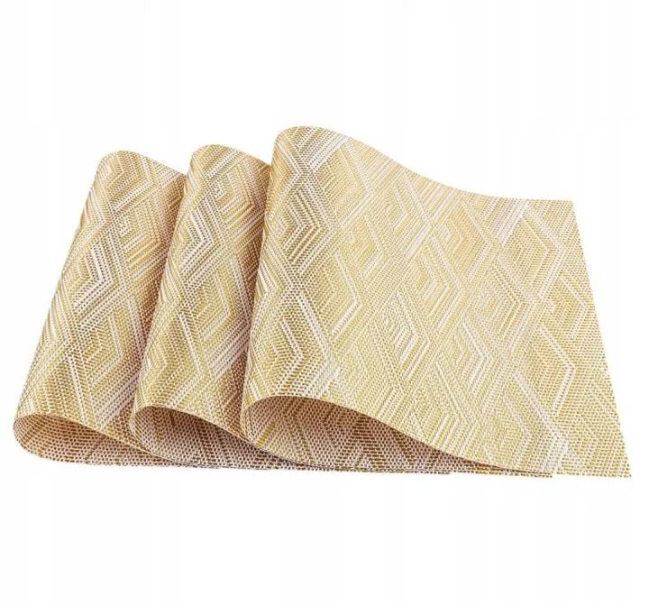 Set of 2/4/6/8pcs Golden Design Pvc Placemats, HZ BEDDING