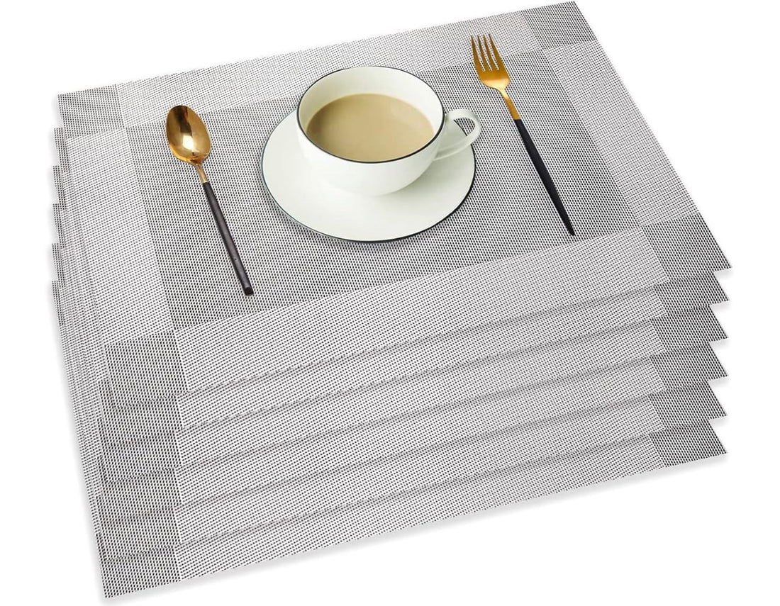 Set of 2/4/6/8pcs Light Grey Pvc Placemats, HZ BEDDING