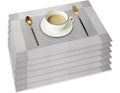 Set of 2/4/6/8pcs Light Grey Pvc Placemats, HZ BEDDING