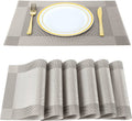Set of 2/4/6/8pcs Light Grey Pvc Placemats, HZ BEDDING