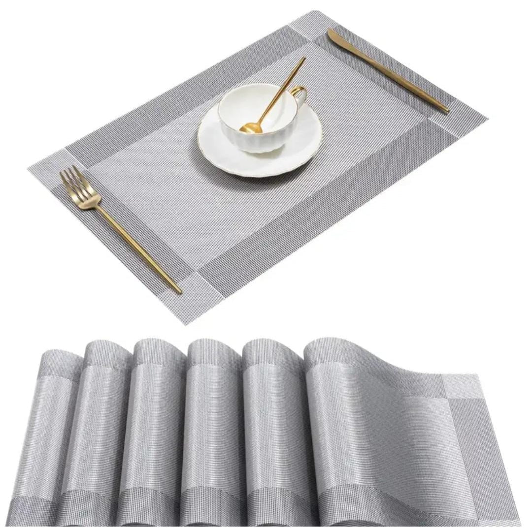 Set of 2/4/6/8pcs Light Grey Pvc Placemats, HZ BEDDING