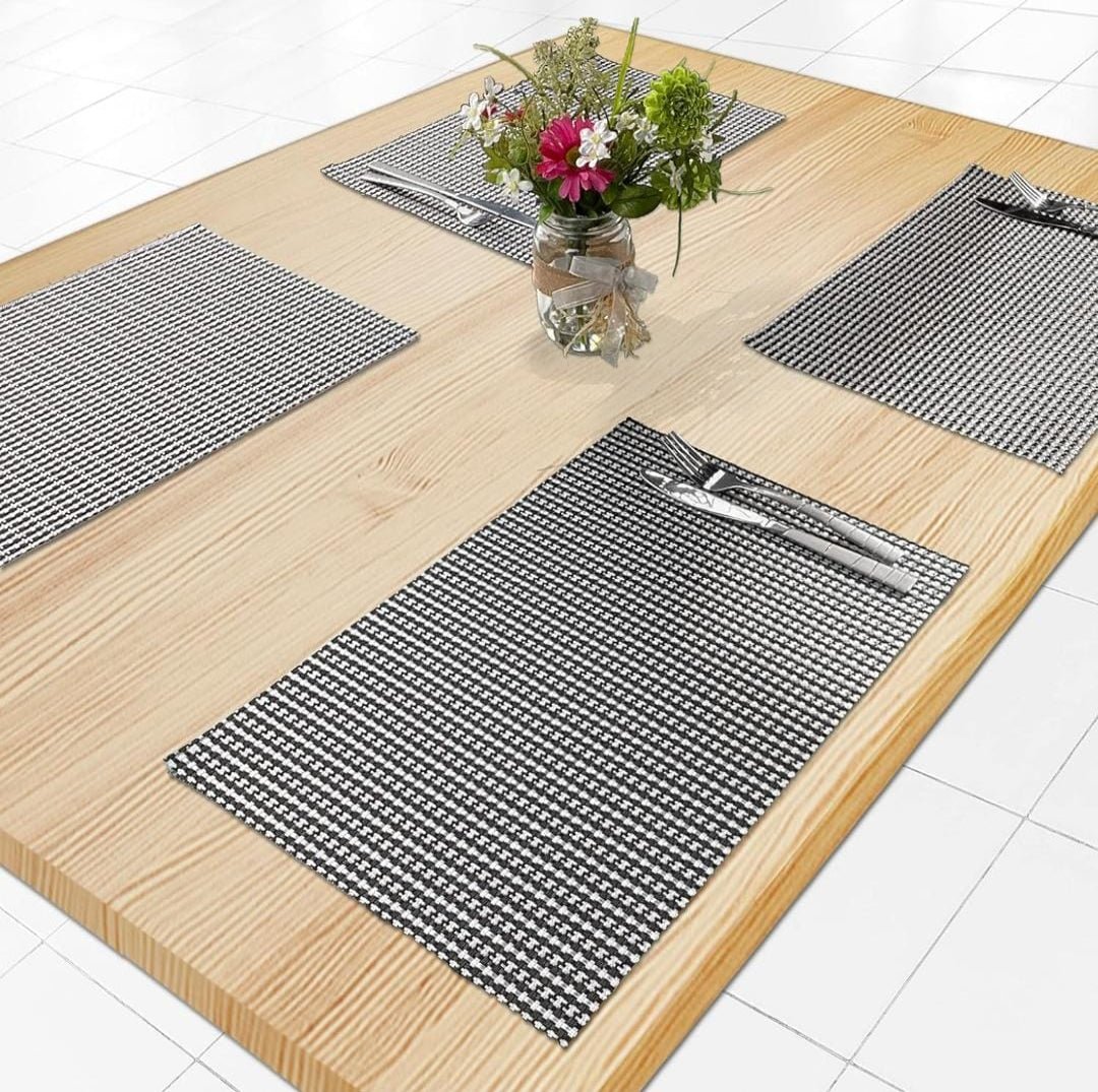 Set of 2/4/6/8pcs New Check Pvc Placemats, HZ BEDDING