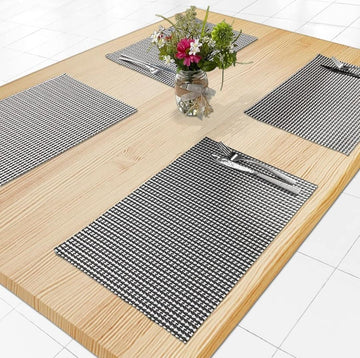 Set of 2/4/6/8pcs New Check Pvc Placemats, HZ BEDDING