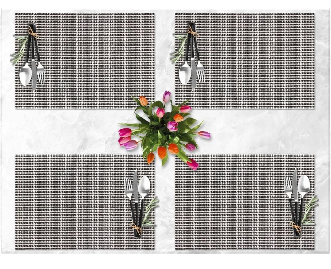 Set of 2/4/6/8pcs New Check Pvc Placemats, HZ BEDDING