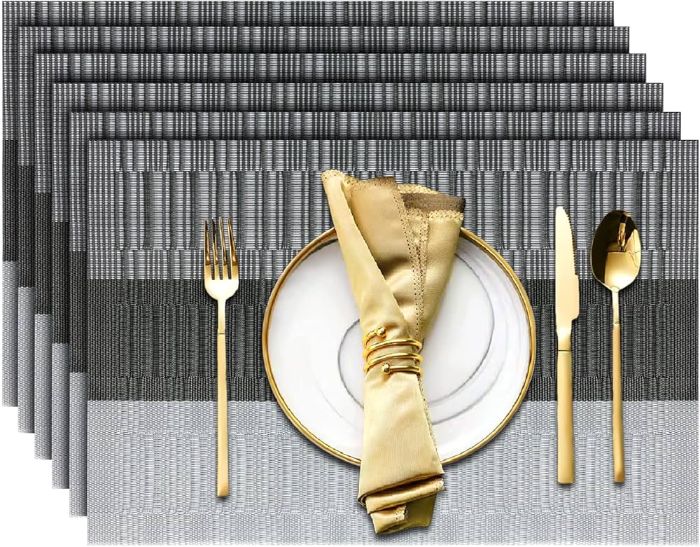 Set of 2/4/6/8pcs New Grey Pvc Placemats, HZ BEDDING