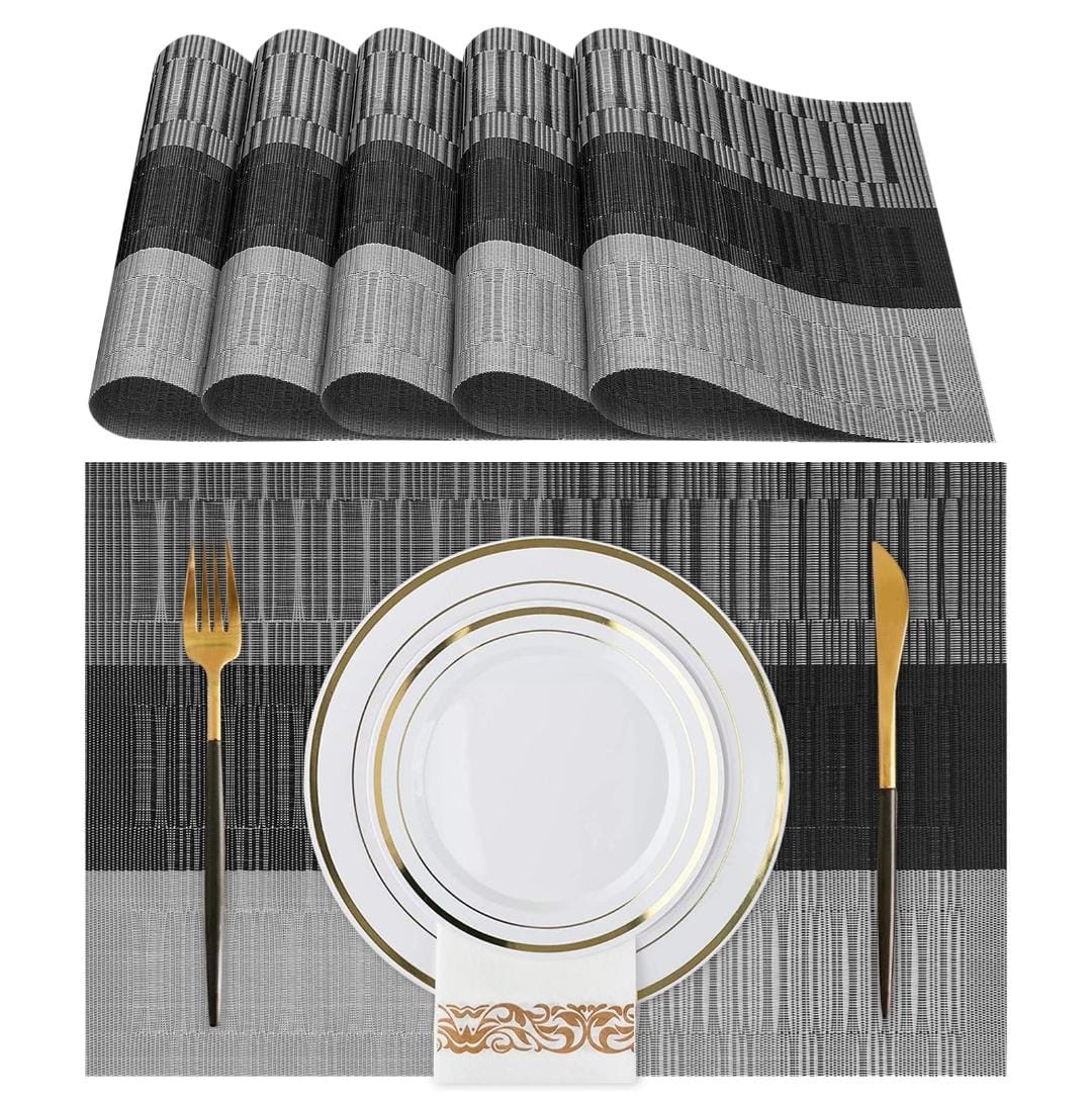 Set of 2/4/6/8pcs New Grey Pvc Placemats, HZ BEDDING