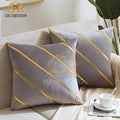 Soft Valvet Golden Strip Cushion Cover 16 x 16 HZ BEDDING