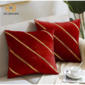 Soft Valvet Golden Strip Cushion Cover 16 x 16 HZ BEDDING
