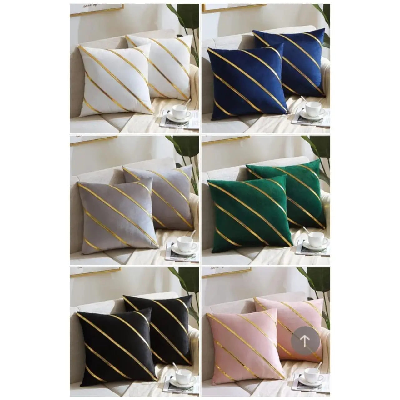 Soft Valvet Golden Strip Cushion Cover 16 x 16 HZ BEDDING