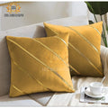Soft Valvet Golden Strip Cushion Cover 16 x 16 HZ BEDDING