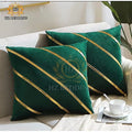 Soft Valvet Golden Strip Cushion Cover 16 x 16 HZ BEDDING
