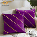 Soft Valvet Golden Strip Cushion Cover 16 x 16 HZ BEDDING