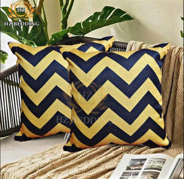 Yellow Black  Printed Cushion Cover 16x16 HZ BEDDING